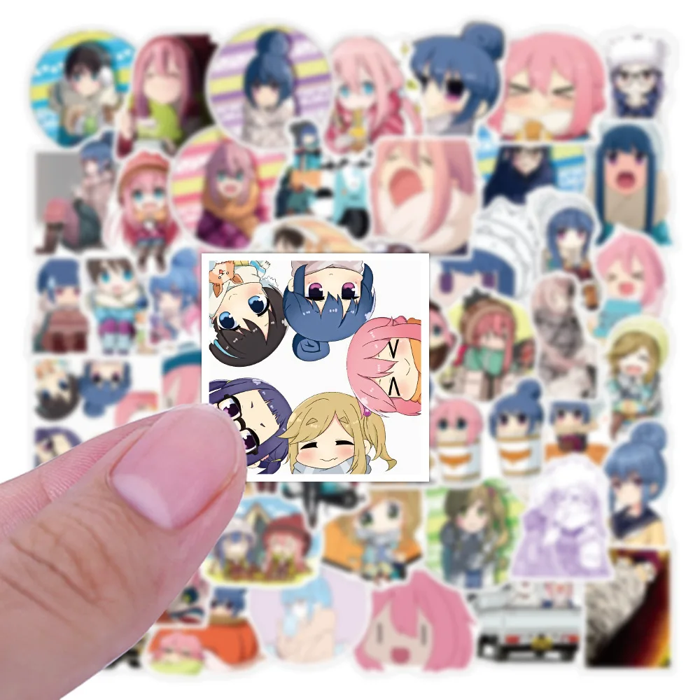 Pegatinas de Anime para campamento, adhesivos Kawaii Shima Rin y Nadeshiko impermeables, pegatina para ordenador port&aacute;til, monopat&iacute;n, 50 Uds.-3
