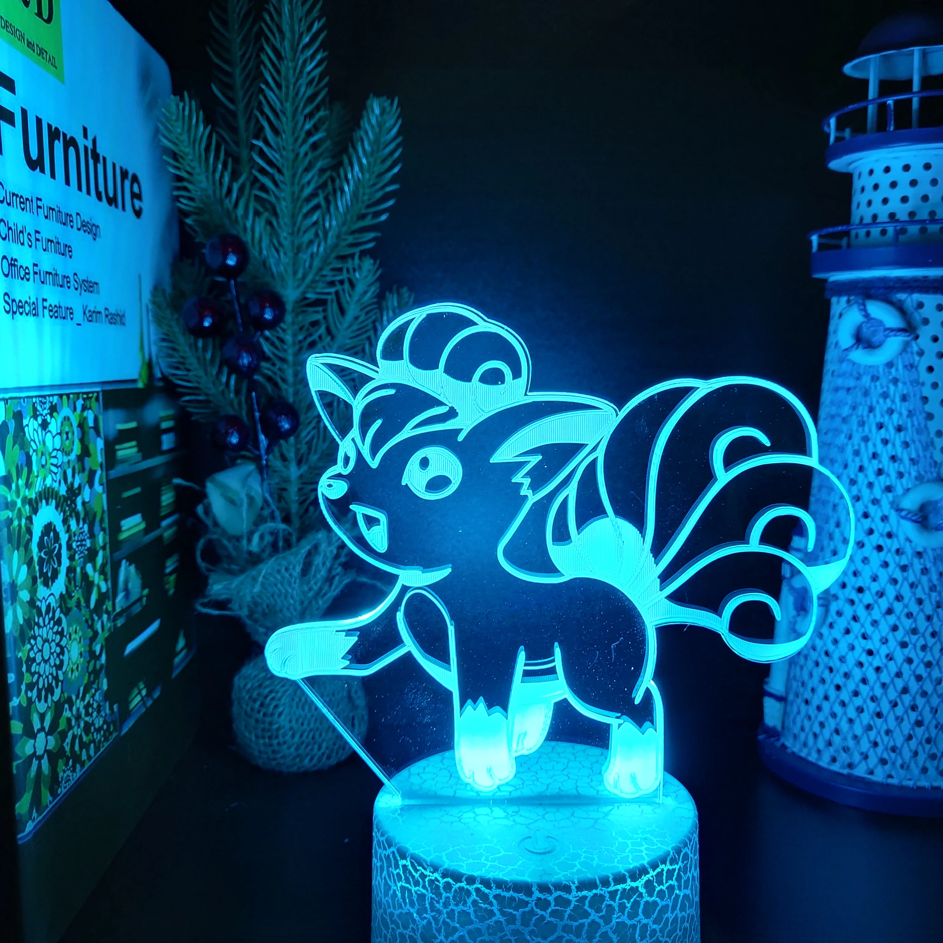 Pokemon Vulpix 3d Illusion Lamp Cartoon Led Night Light Colorful Touch Table Children's Bedroom Decor Lamps Kids Child Gift - купить по