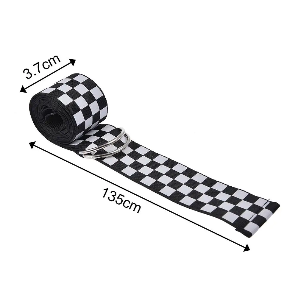 

135cm Women's Checkerboard Belt Canvas Belt Cummerbunds Waistband Black White Plaid Belt Drop Shipping