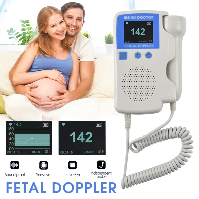 

Handheld Fetal Doppler Prenatal Baby Heart Rate Detector Sonar Doppler Heartbeat Monitor For Pregnant Women Homeuse US Stock