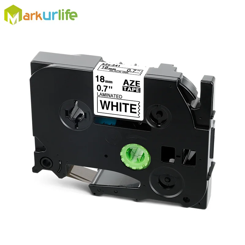 

18mm TZe-241 Black on White Laminated Label Tape Cassette Cartridge label ribbon tze tape Tze-241 tze 241 tze241 for P-touch PT