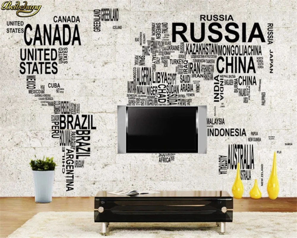 beibehang 3d wallpaper mural Retro cement world map living room tv background wall Home Decoration papers home decor - купить по