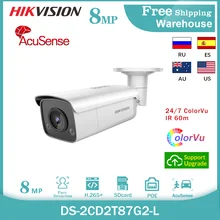 Hikvision Acusense 4K 8MP ColorVu IP Camera DS-2CD2T87G2-L H265+P2P POE SD Card CCTV Outdoor Surveillance Video Bullet Camera