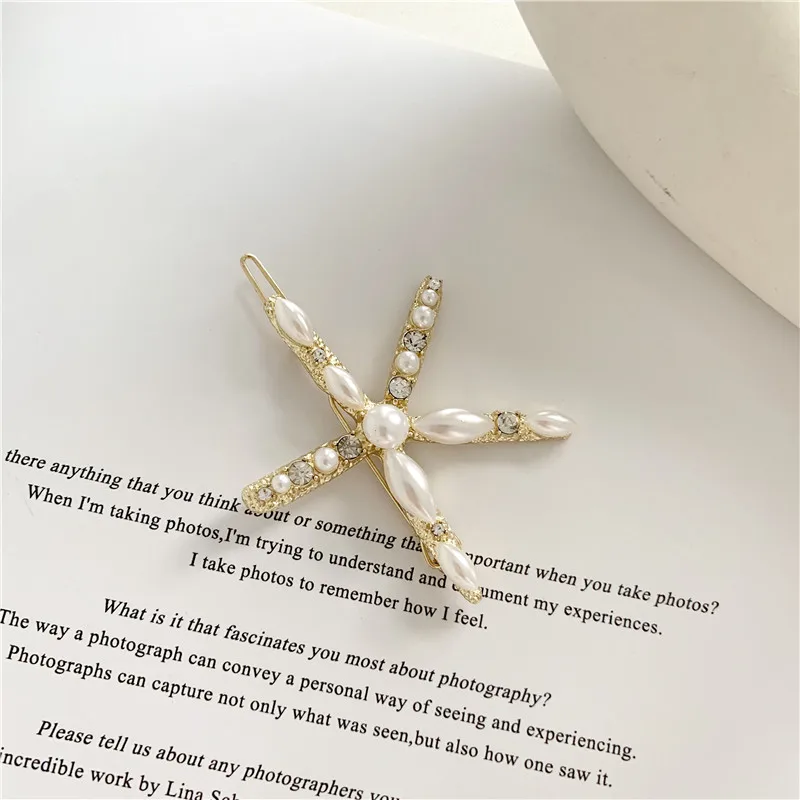 

Starfish Hairpin Imitation Pearls Barrettes For Women Girls Rhinestone Hair Clips Fashion Hair Styling Tool Accessories