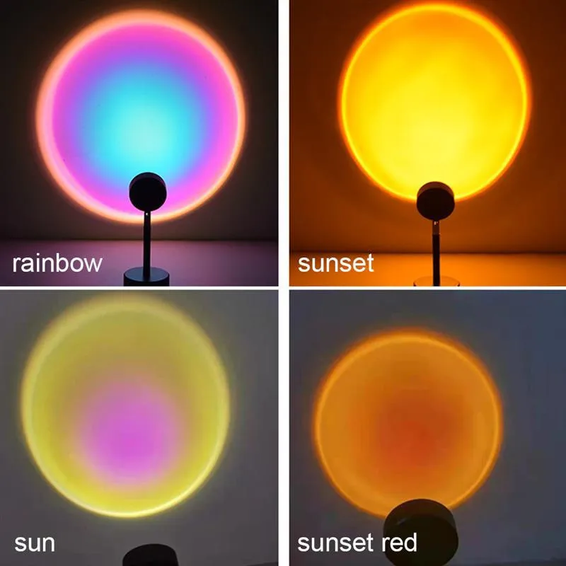 

Rainbow Atmosphere Sunset Lamp Projector For Tiktok Vdeo Led Gift Night Light Room Decor Floor Table Bedroom Wall Decoration