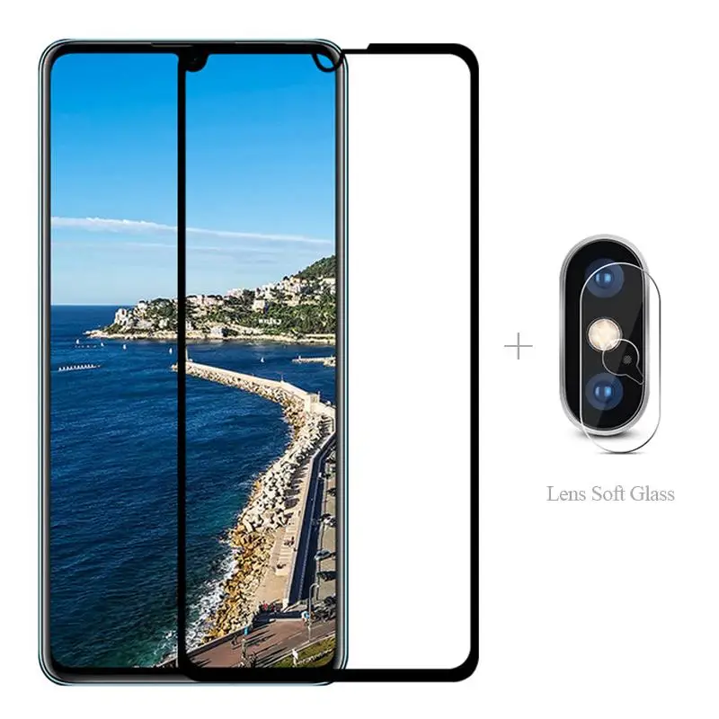 Полное покрытие из закаленного стекла + защитное стекло объектива для Huawei P30 Pro P20