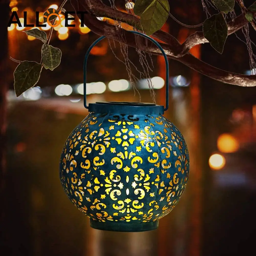 

Creative Solar LED Iron Art Hollow Lantern Light Outdoor Decorative Lighting Handheld Hanging Lamp for Garden Yard Pathway