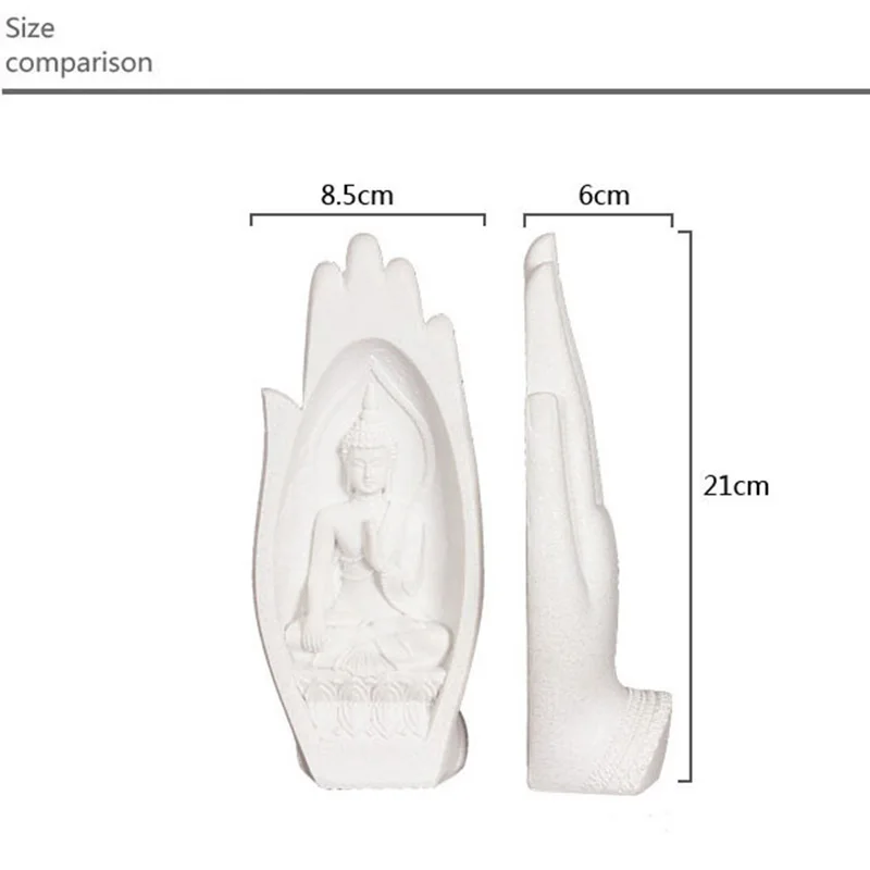 

[HHT] 2pcs/set Resin Crafts Buddha Statue Hands Sculpture Feng Shui Ornament Monk Figurine Tathagata Home Decoration Accessories