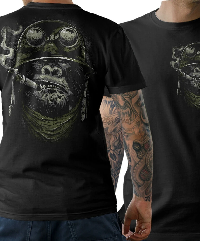 

Biker T-Shirt-Gorilla Monkey Motorcycle Chopper Bobber Oldschool Mens S-5XL