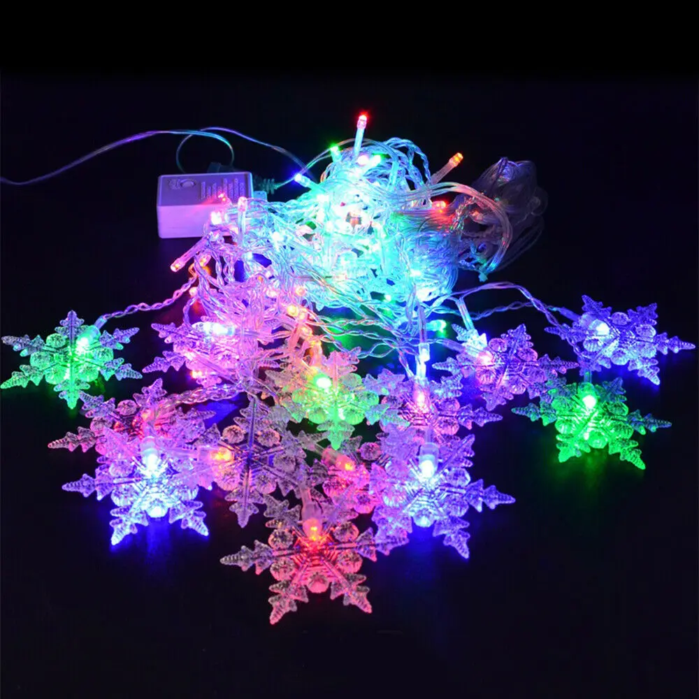 

3.5m Colorful Xmas Snowflake Led String Curtain Light Flashing Waterproof Holiday Party Connectable Wave Fairy Decoration