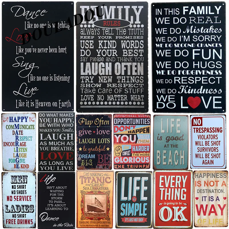 

[Douladou] English Poetry Romantic Plate Vintage Metal Tin Sign Bar Pub Shabby Chic Verse Retro Plaque Poster 30*20CM