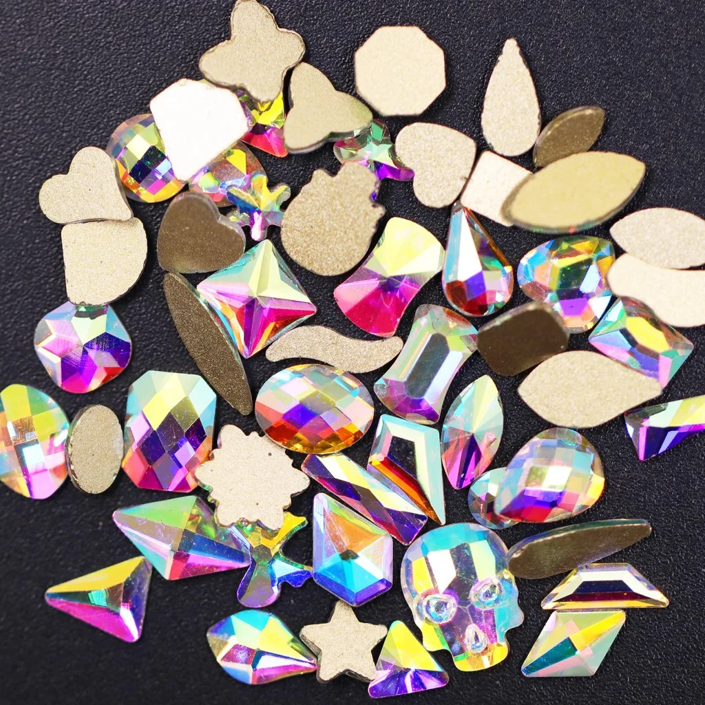 

120 Pcs/Set AB Rhinestone Small Special Size Glass Crystal Diamond In 12 Grids Box Nail Art Fancy Rhinestone Kit