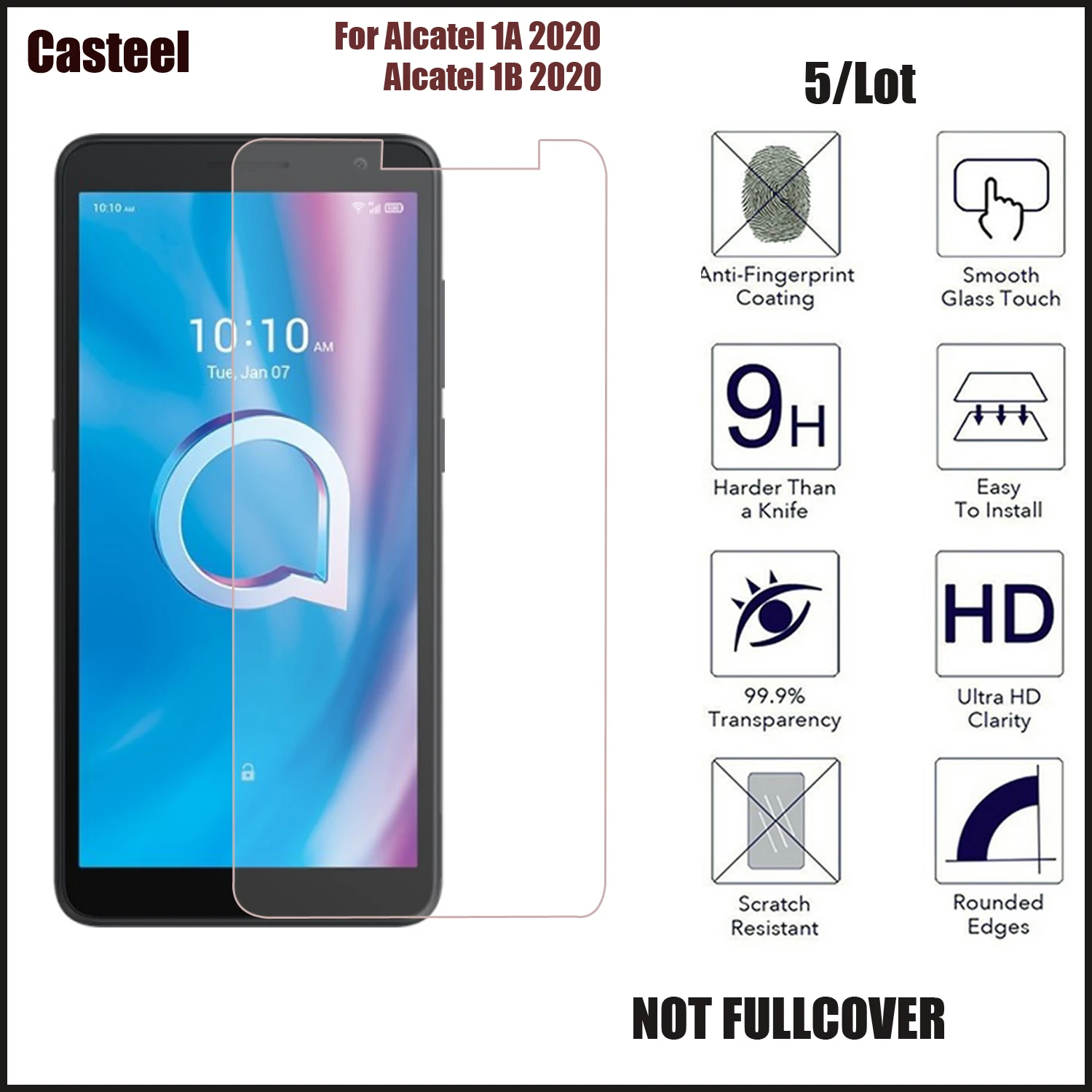 

5/lot 0.3mm 9H Premium 2.5D Curved Edge Tempered Glass For Alcatel 1A 1B 2020 Screen Protector Film
