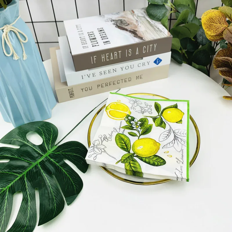 Новый 20 штук лимонов Одежда с цветочным принтом здоровый салфетка для декупажа