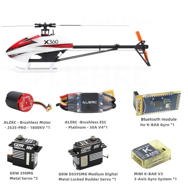ALZRC X360 FAST FBL Super Combo GDW DS290MG и DS595MG с Bluetooth RC вертолет для GAUI X3|Детали аксессуары| |
