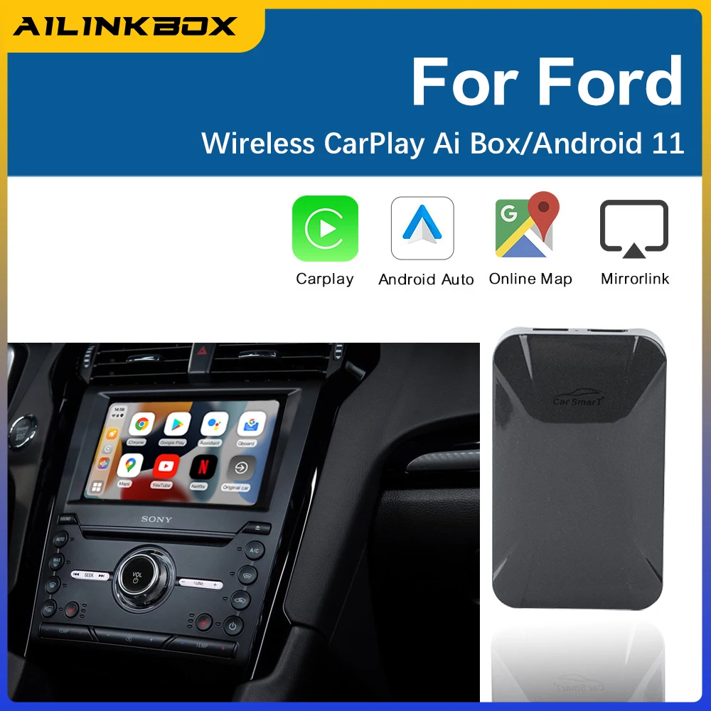 Carplay для Ford Ai Box беспроводной Android 11 автомобильный адаптер Dongle 4 Гб + 64