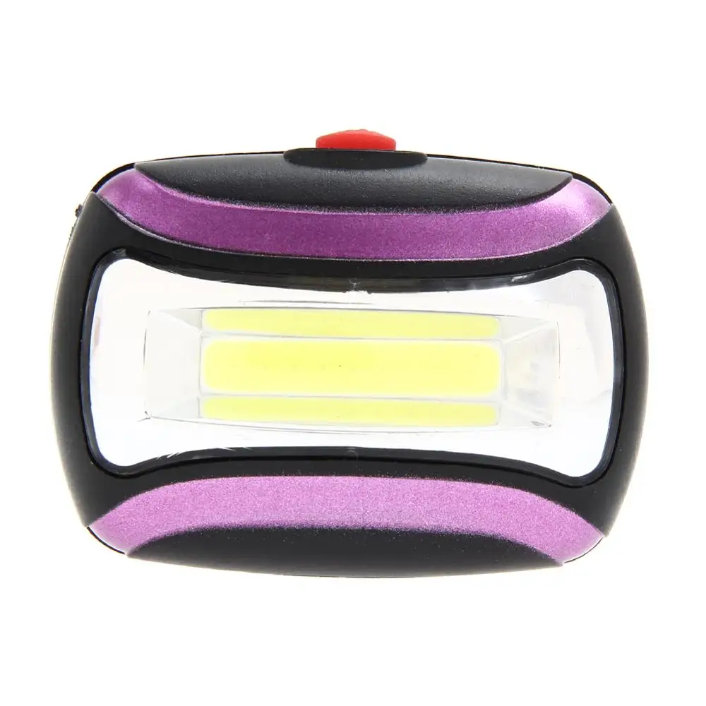 Mini COB LED Headlights Outdoor Camping Mountain Climbing Flashlight Hiking Night Fishing Lights Battery Powered - Emitting Color: Purple