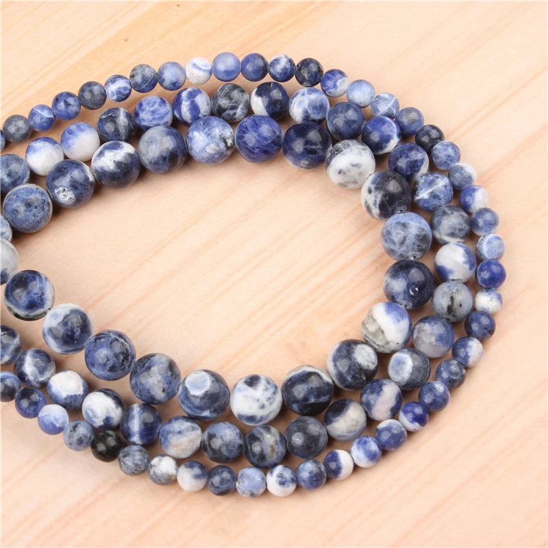 

Natural New Blue 4/6/8/10/12mm Bead Round Bead Spacer Jewelry Bead Loose Beads For Jewelry Making DIY Bracelet