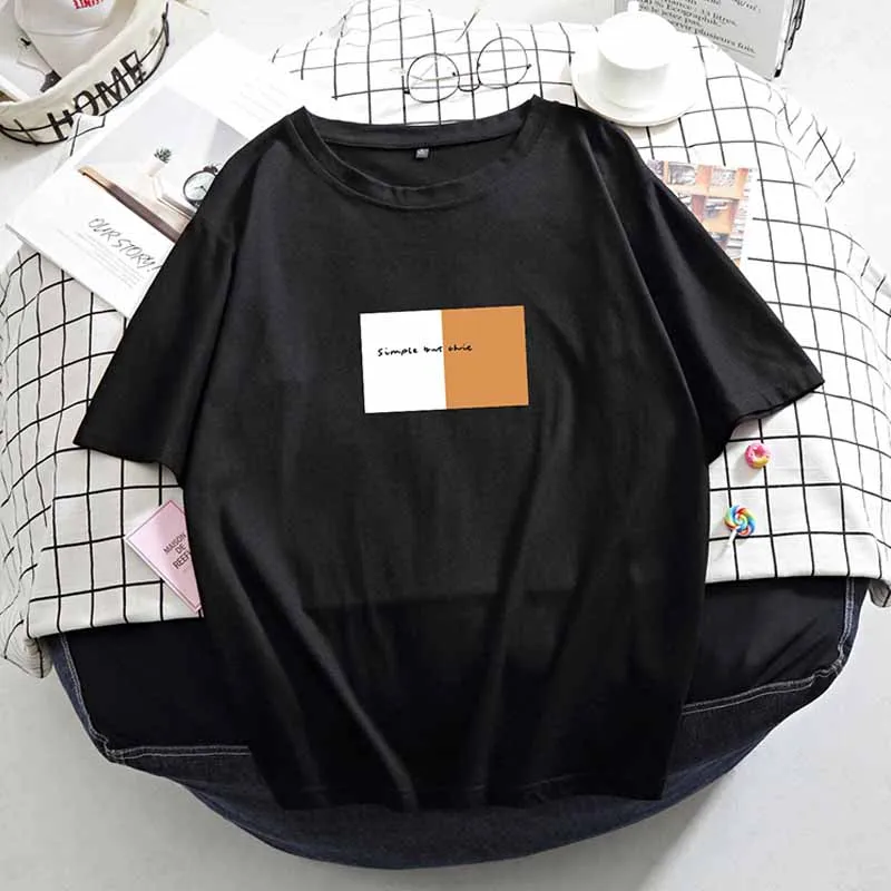 

Harajuku Women T-shirts New 2021 Summer Letter Print Loose T-shirt Ladies Streetwear Casual Cotton Tops Tees