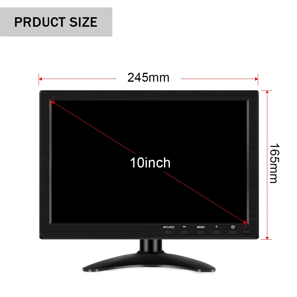 10-дюймовый ЖК-монитор HD для подголовника автомобиля HDMI/VGA/AV/USB/SD TV & PC 2-канальный
