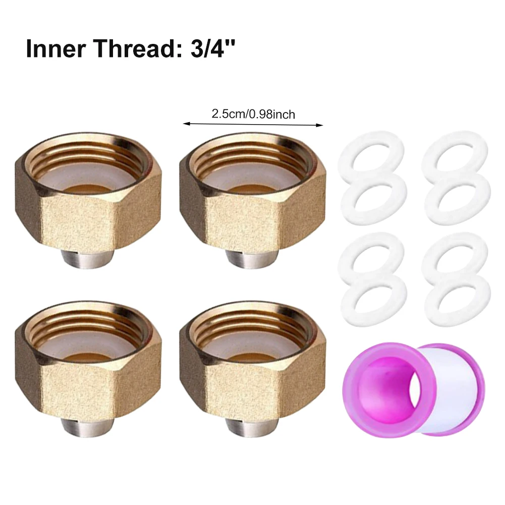 

2pcs Garden Hose Adapter With Tape Washer Plant Watering Faucet Connector Yard Converter Leakproof Solid Brass Lawn Female