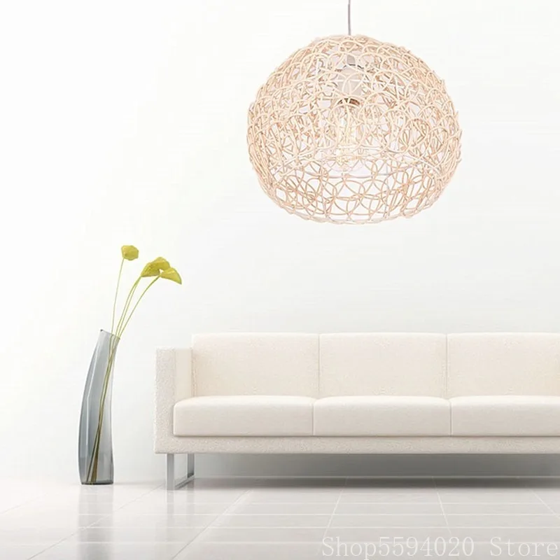 

Bamboo Rattan Lustre Pendant Lights Braided Pendant Lamp Creative Spherical Living Room Industrial Lighting Bedroom Lighting