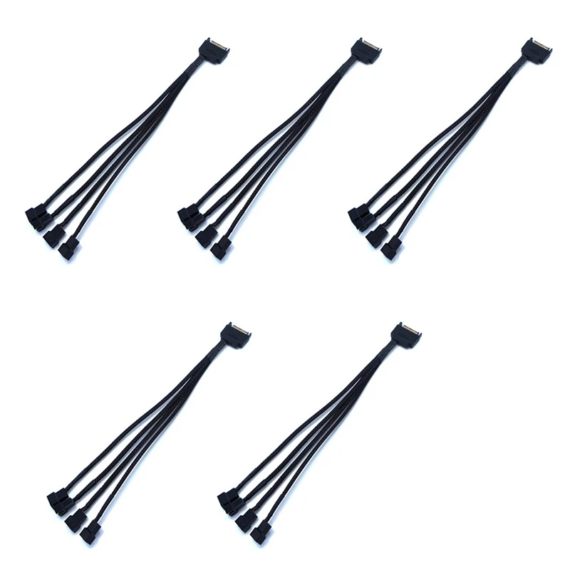 

5Pcs 15-Pin SATA to 4X 3 Pin/4 Pin PWM PC Case Fan Power Adapter Cable Computer Cooler Cooling Fan Splitter Power Cable