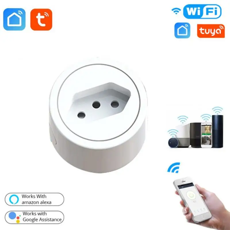 Brazil Smart Socket WIFi Plug With Tuya SmartLife Power Timer Voice Control 16A Surge protector Work For Alexa Google Home | Электроника