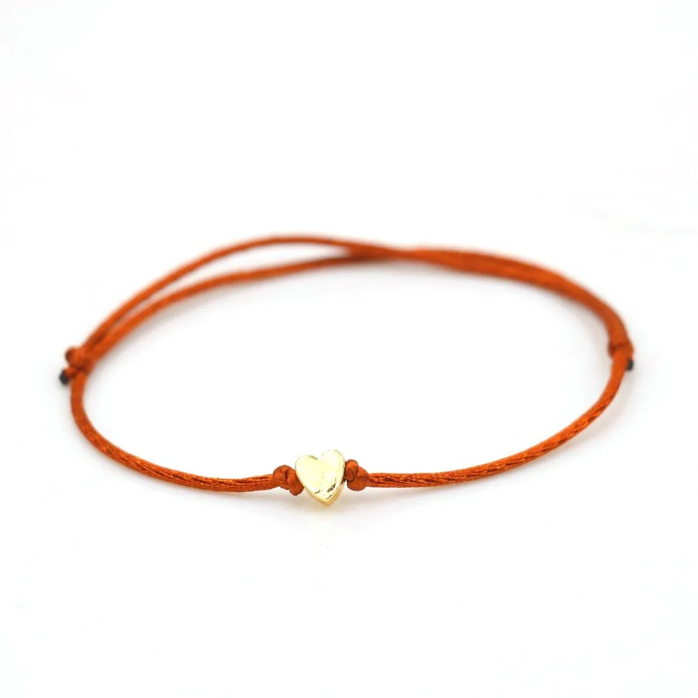 Золотистый браслет в форме сердца веревочный на удачу для женщин детей девочек