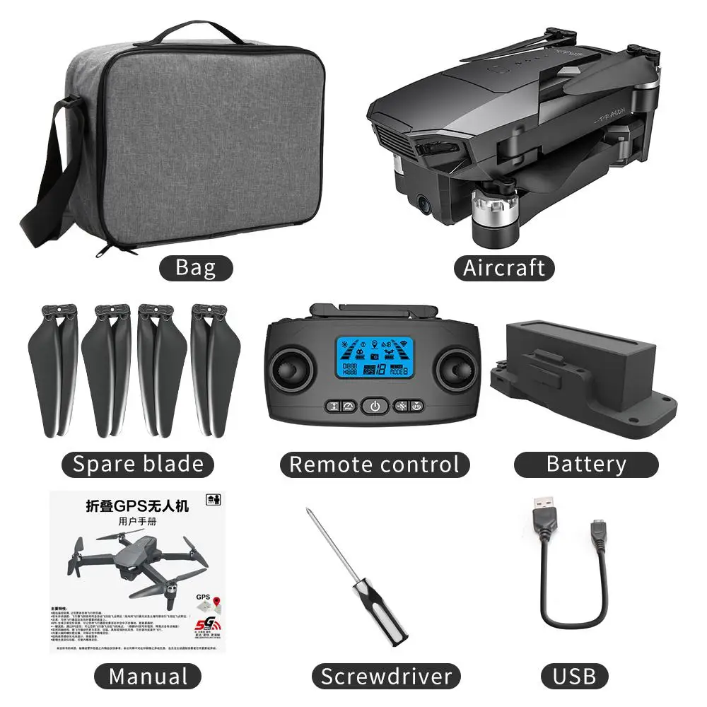 

4K Dual ESC HD Camera RC Quadcopter 5G GPS Optical Flow Positioning RC Aircraft 1.5KM Control Distance Drone VS Sg906 Pro2 S167