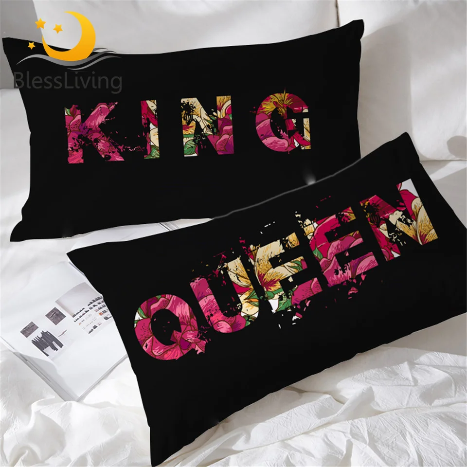 Blesslife ретро цветочные королевские и наволочки для пары набор из 2 черных красных