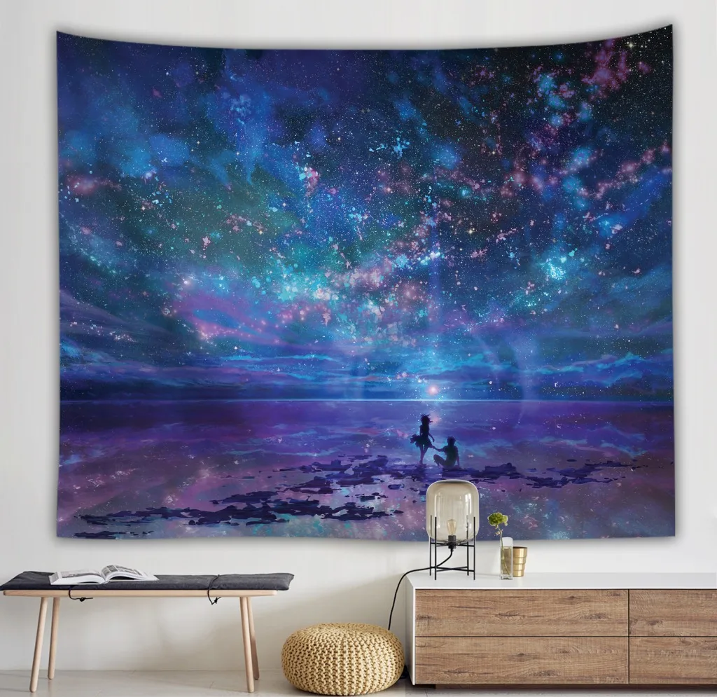 Настенный гобелен с изображением Галактики звезды волка хиппи психоделические