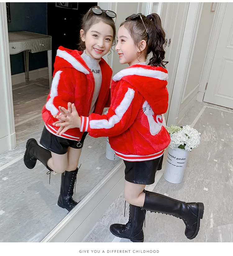 2020 Winter Girls Coat New Children Jacket Outerwear Fashion Fur Warm Jackets For Thick Hooded Coats Kids Clothes | Детская одежда и