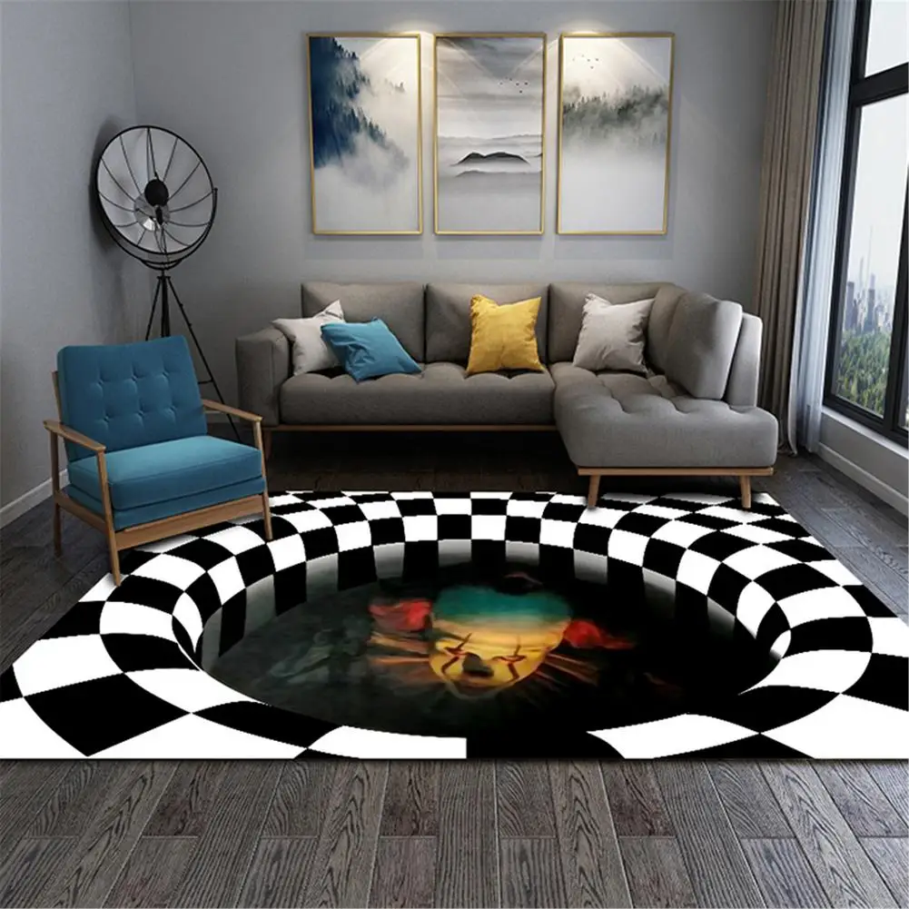 

3D Stereo Vision Carpet Halloween Scary Clown Illusion Doormat Anti-Skid Carpets For Living Room Area Rug Home Bedroom Floor Mat