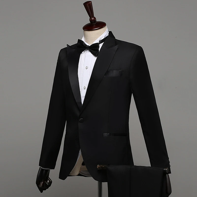 Мужские костюмы для выпускного вечера с отложным воротником белый черный