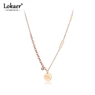Цепочка-чокер Lokaer N20061 для женщин и девушек, модное ожерелье из нержавеющей стали с кубическим кристаллом на удачу, колье из розового золота