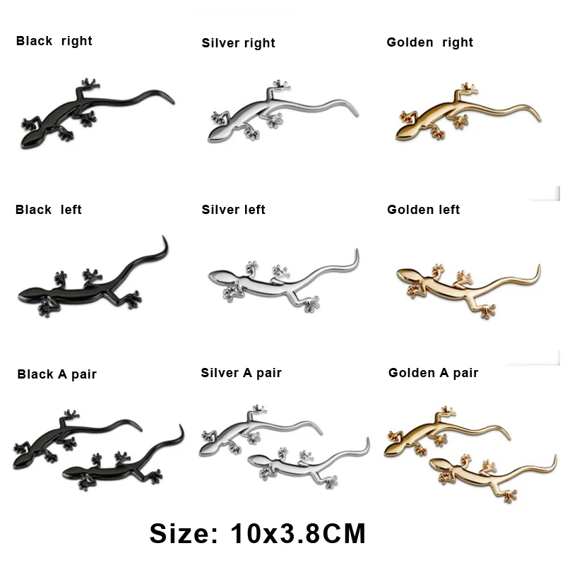 Автомобильная металлическая 3d-наклейка Gecko золотистая серебристая черная