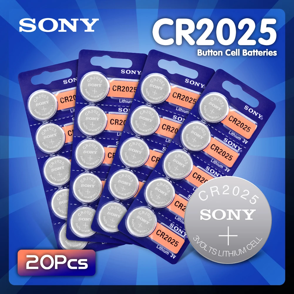 20 шт. sony CR2025 литиевая батарея 3 в оригинальная 2025 Кнопочная монета батареи для