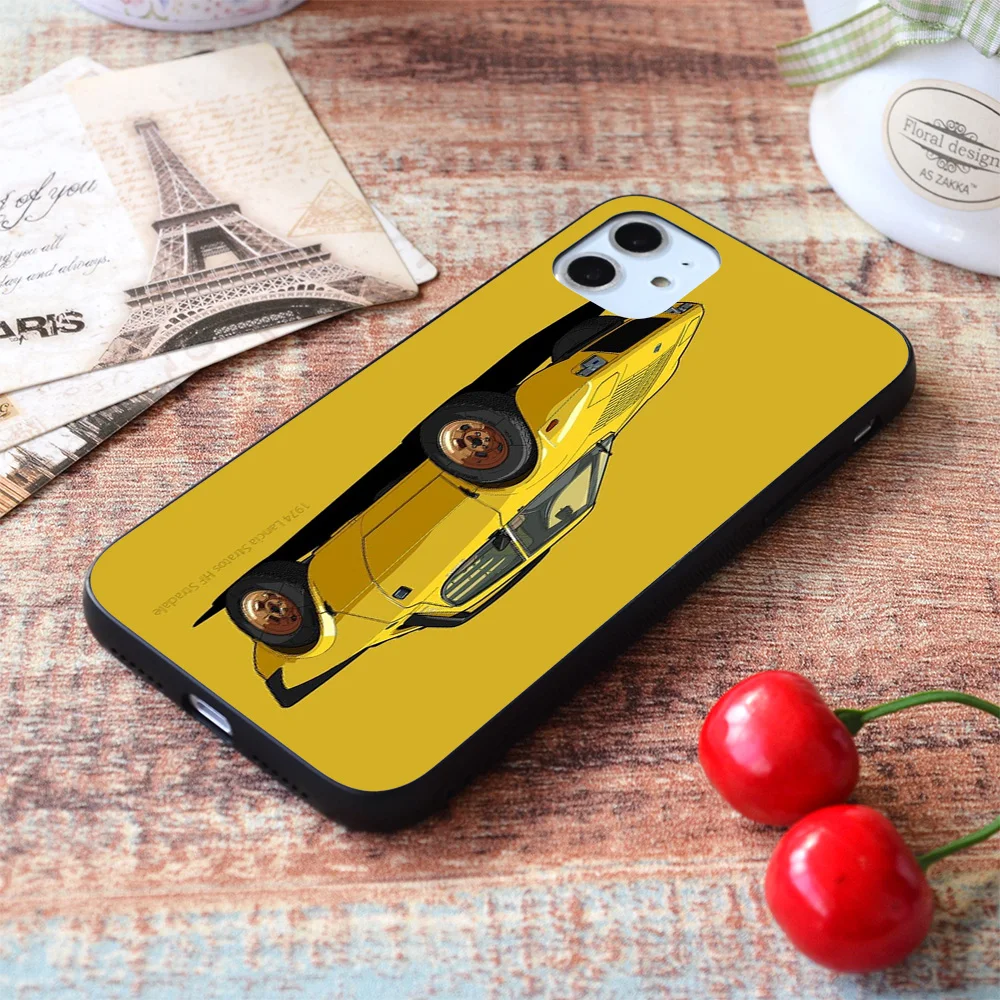 

For iPhone Lancia Stratos HF Stradale Giallo Fly Soft TPU Border Apple iPhone Case