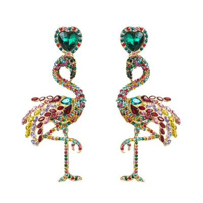 

Women's Jewelry 2021 Sweet Fashion Flamingo Animal Earrings Colorful Bohemia Crystal Jewelry Gift For Girls Children Pendientes
