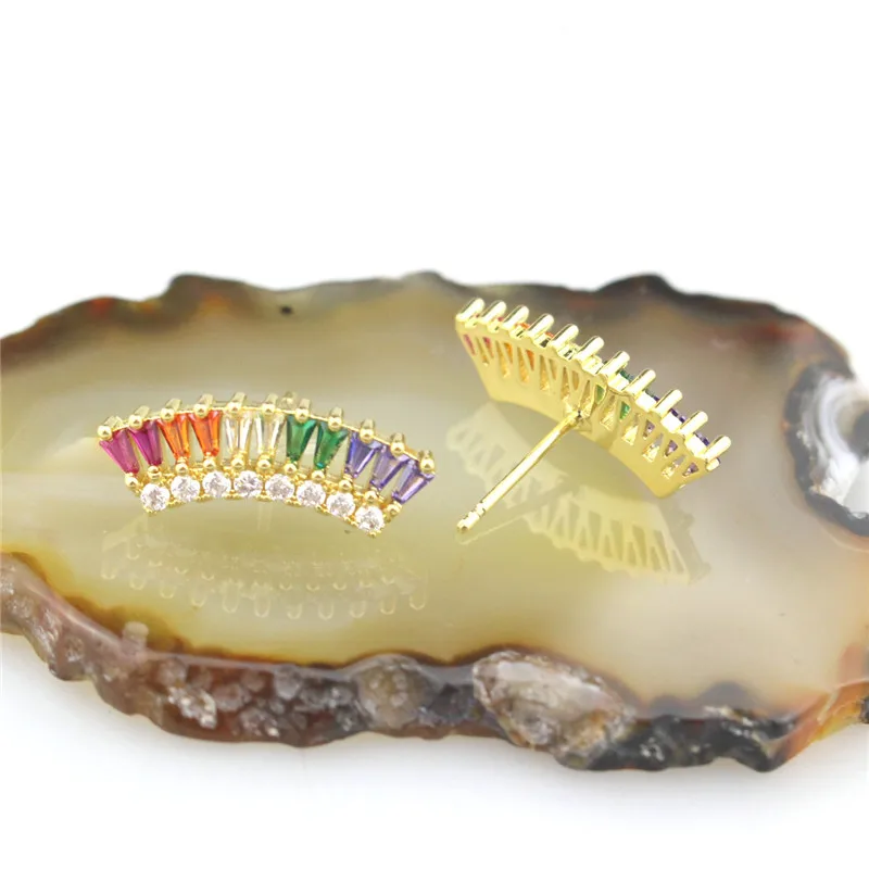 5 пара/лот радужные серьги-гвоздики из кубического циркония нежные с кубическим