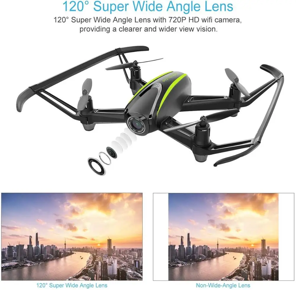 Potensic U36 WiFi FPV RC Дроны с двойной камерой вертолет 720P HD камера Квадрокоптер самолет