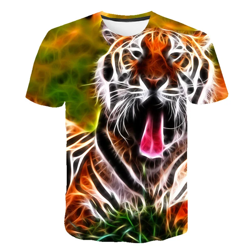 

Child T-shirt Animal tiger 3d printing fashion Boys Girls T-shirt casual O-neck loose men's clothing breathable hip-hop Tops