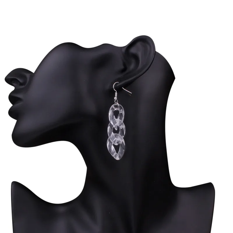 Женские акриловые серьги-подвески прозрачные нестандартные длинные 1 7 см
