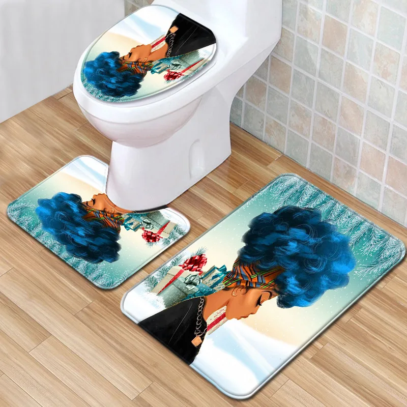 T Взрывная Женская африканская занавеска для душа комплект ванной комнаты коврик