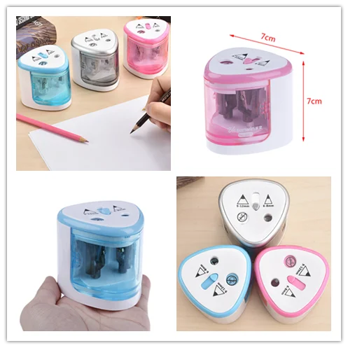 

1 Pc Electric Pencil Sharpener Pencil Automatic Use Battery With Two Holes Safety Pen Knife Office School Supplies