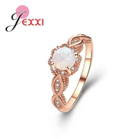 high quality authentic 925 sterling silver twisted shape finger rings for women girls with shinning opal small crystal rings
