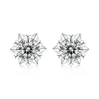 trendy 925 sterling silver snowflake moissanite stud earrings for women fine jewelry d color 0 5 1 ct moissanite earrings party