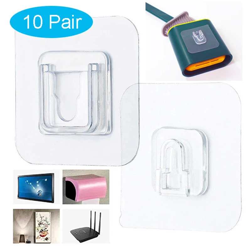 

10 Pairs Double-sided Adhesive Wall Hooks Waterproof Clothes Hats Towel Hooks Kitchen Bath Door Hooks Multi-Purpose Hooks
