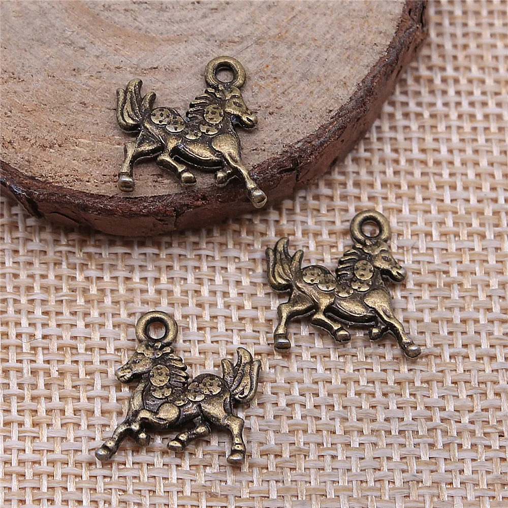 

free shipping 81pcs 19x15mm antique bronze Steed charms diy retro jewelry fit Earring keychain hair card pendant accessories